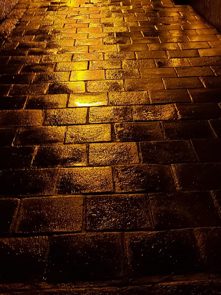 streets paved in gold reflection of the yellow street lamp… Flickr