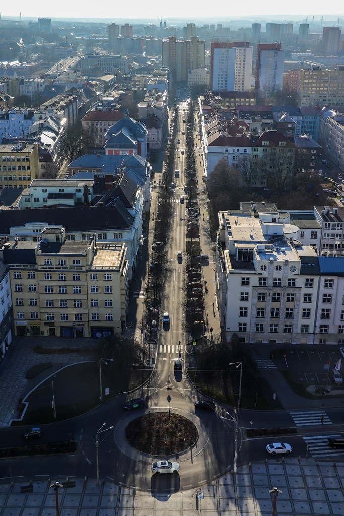Centrální ulice Ostrava, výhled z věže hermitvoita Flickr