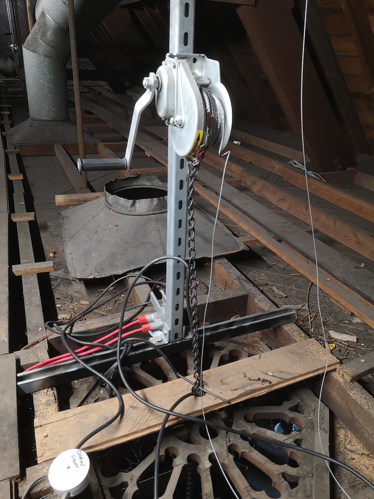Winch and pulley system holding up the main chandelier Flickr