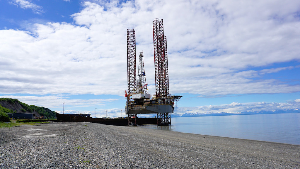 Drill rig, Nikiski Beach, Cook Inlet AK Judy Jessee Flickr
