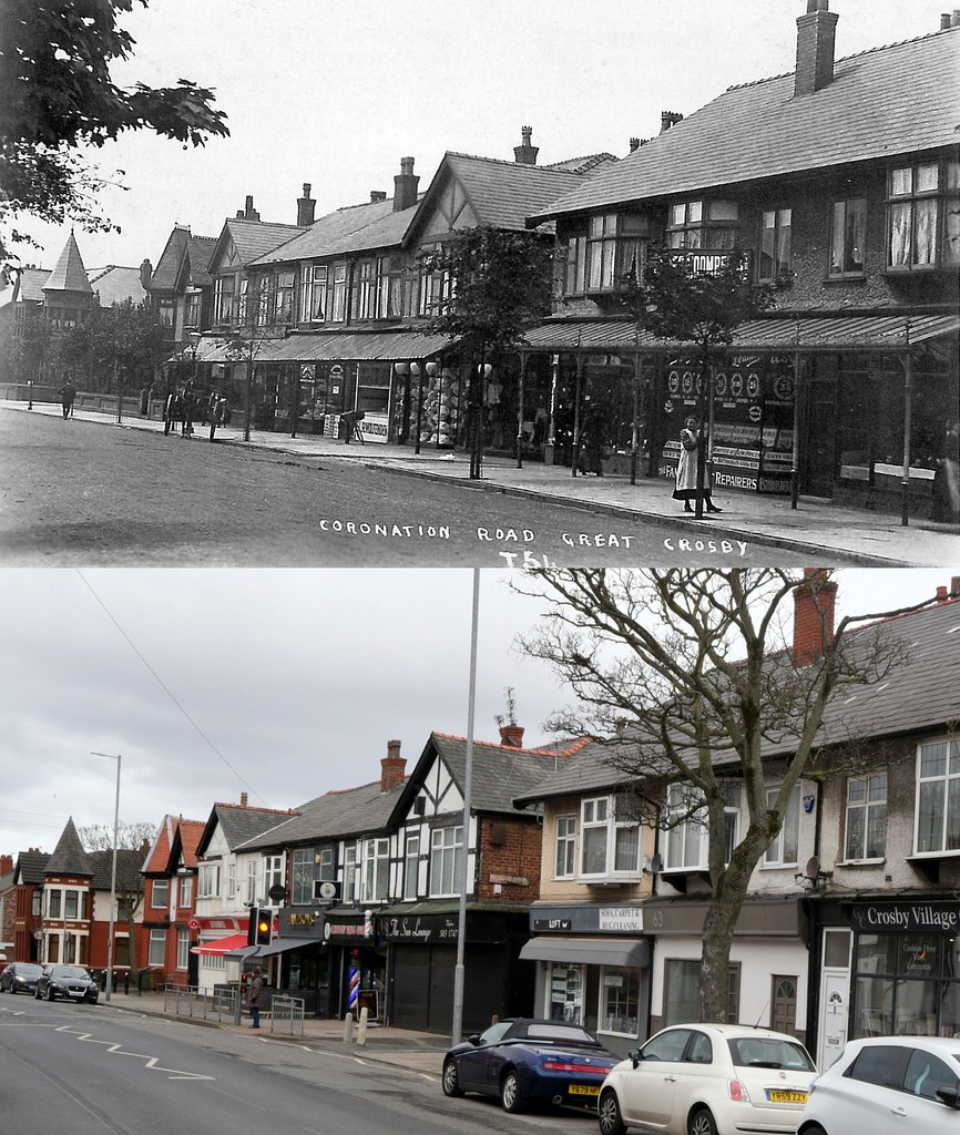 Coronation Road, Crosby, 1900s and 2022 Keith Jones Flickr