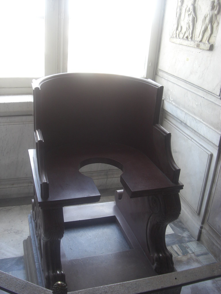 Imperial Latrine Rome. Known as the 'Dung Chair'. Vatican