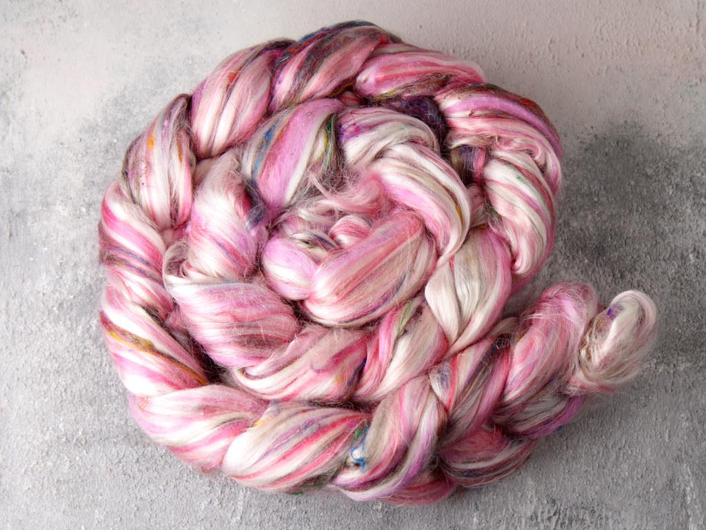 Karma Blend Bamboo, Recycled Sari Silk and Mint eco friendly combed top