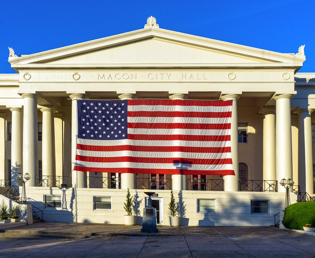 Flag at Macon City Hall American Flag in front of Macon Ci… Flickr
