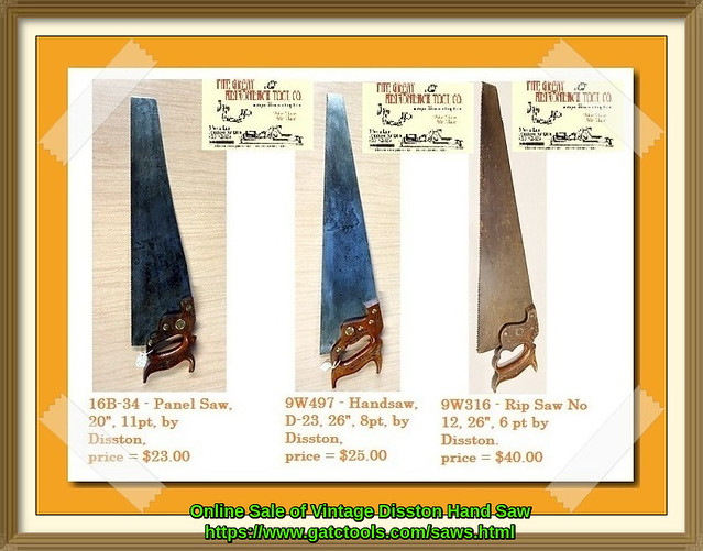 Vintage Disston Hand Saws for Sale If you are looking for … Flickr