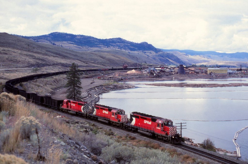 CP Savona, BC Eastbound empty skirting Kamloops Lake. The … Flickr