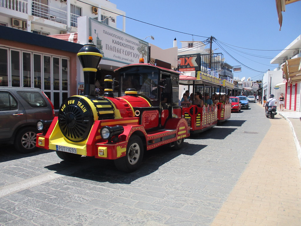 Faliraki Fun Train Tourists enjoying a ride on the land tr… Flickr