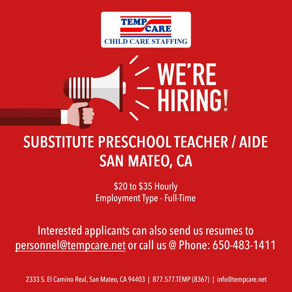 Teacher Jobs Substitute Preschool Teacher / Aide San Mateo… Flickr