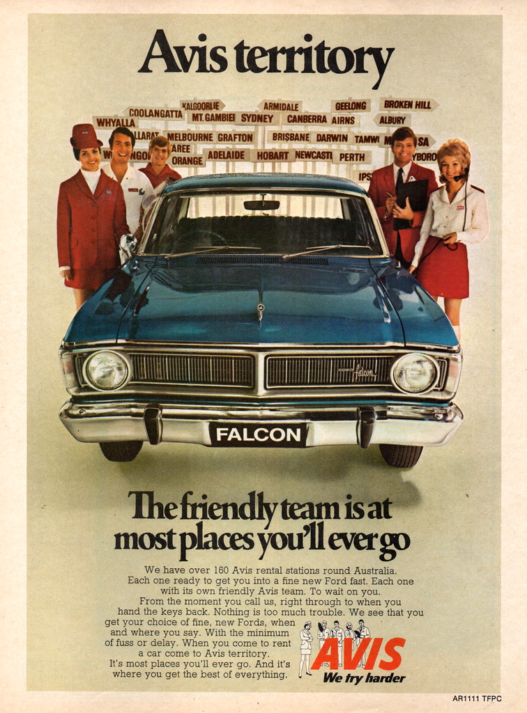 1971 Avis Rent A Car XY Ford Falcon Aussie Original Magazine