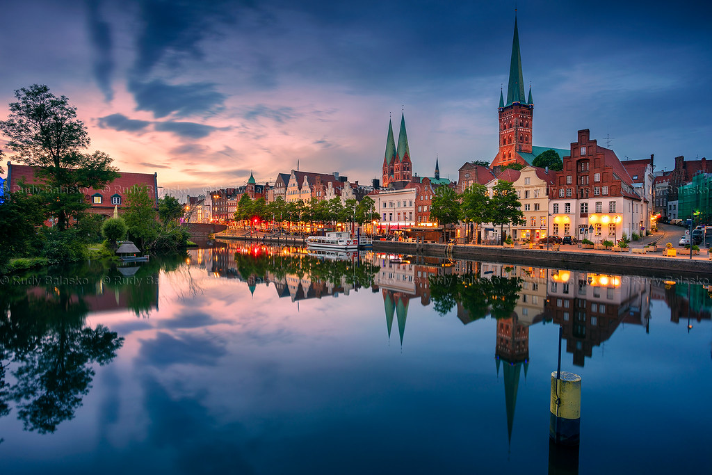 Lubeck, Germany. Lubeck, Germany at sunset. You can buy li… Flickr