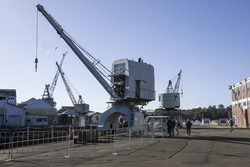 Nestled amongst some other cranes, Travelling Jib Crane Number 2