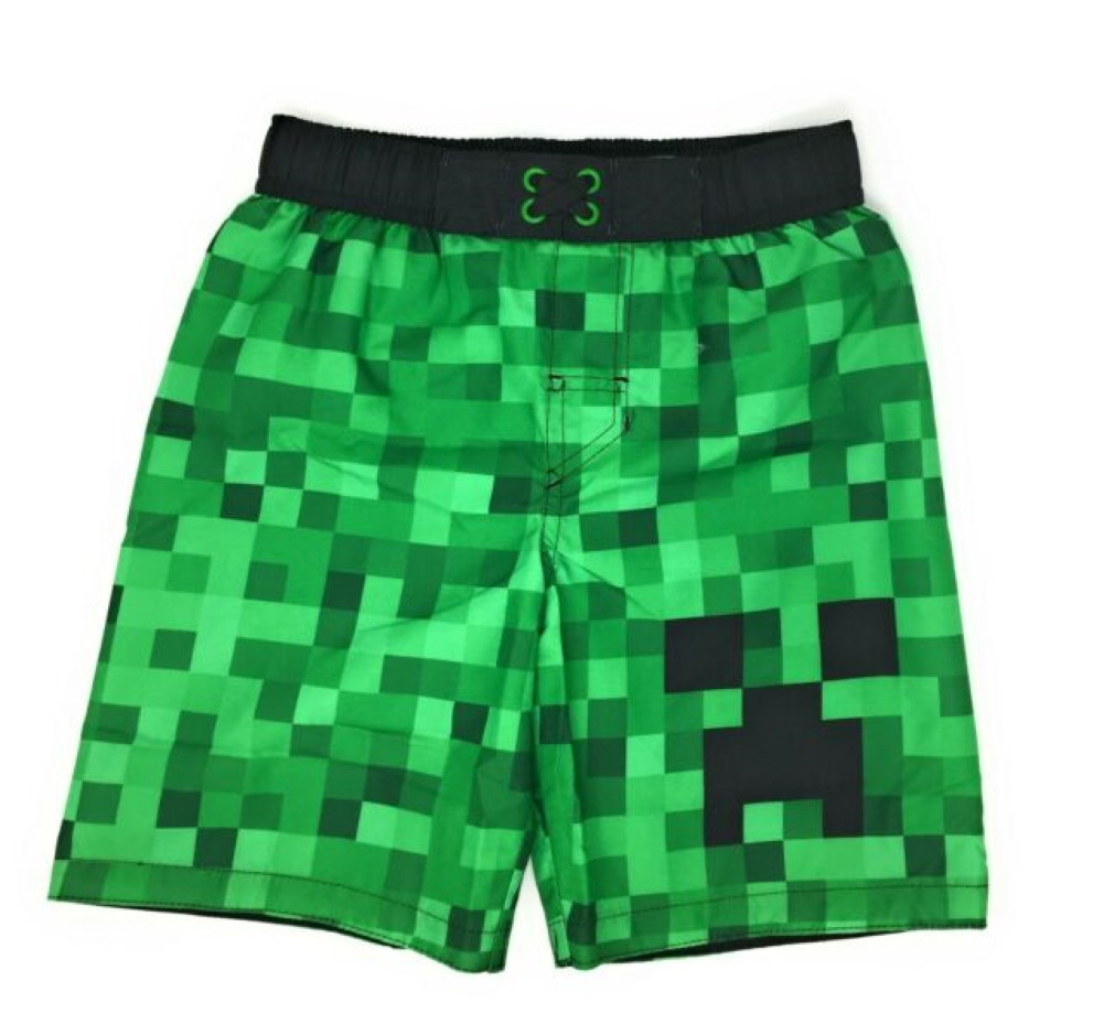 Minecraft Swim trunks creeper face green resized Lisa Loshelder Flickr
