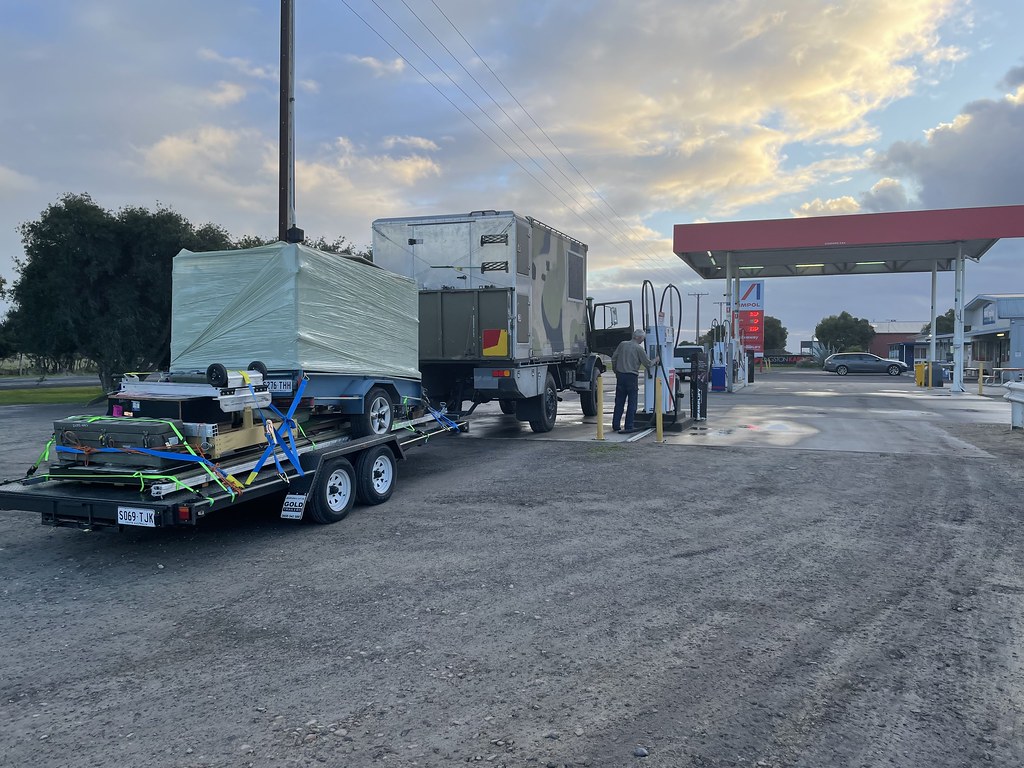 First fuel stop at Kingston, 8am 8 Jul 2022. Photo Gary D… Gary