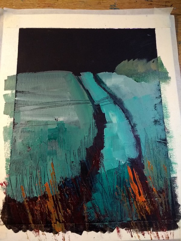 Acrylic Landscape Painting on a Black Solid Underpainting Gillian