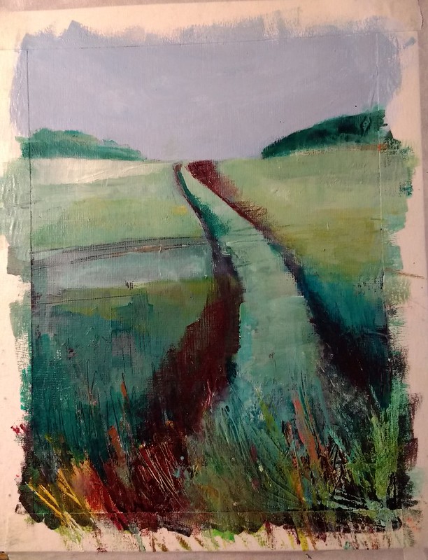 Acrylic Landscape Painting on a Black Solid Underpainting Gillian