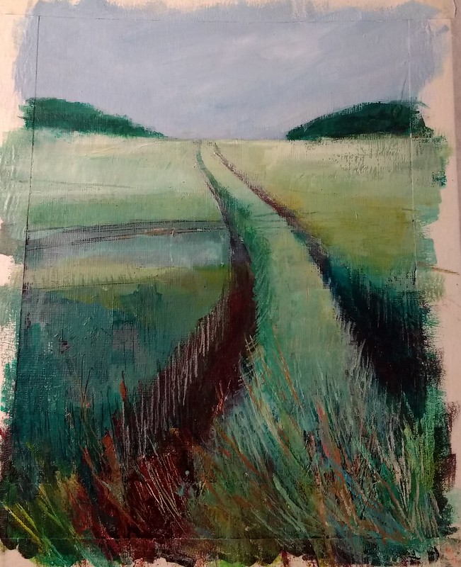 Acrylic Landscape Painting on a Black Solid Underpainting Gillian