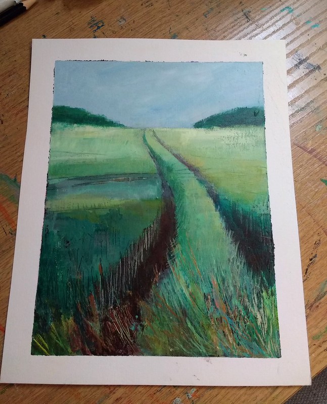 Acrylic Landscape Painting on a Black Solid Underpainting Gillian