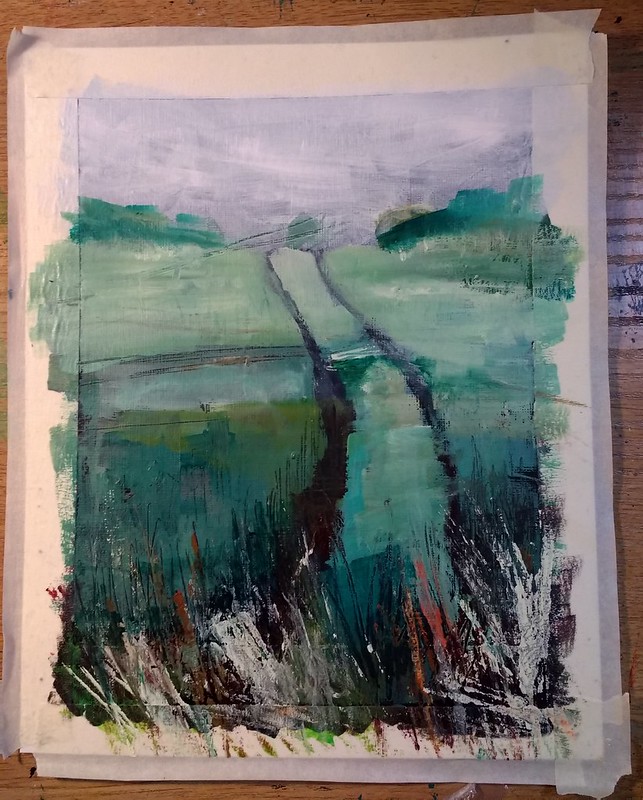 Acrylic Landscape Painting on a Black Solid Underpainting Gillian