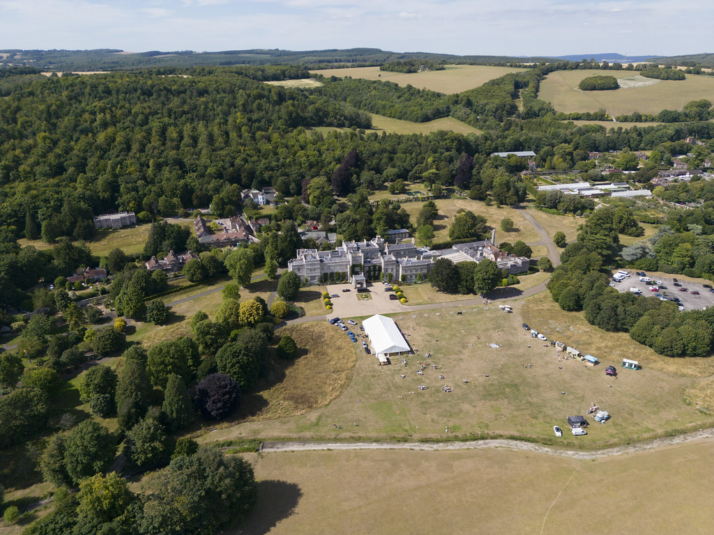 Aerial image West Dean House home of West Dean College of Arts