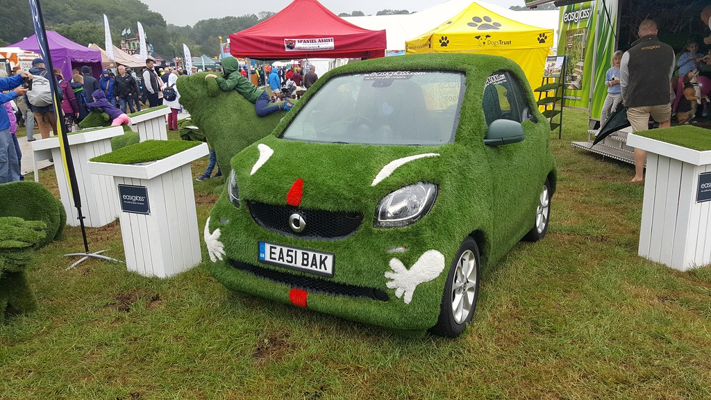 A grass covered Smart car at the Royal Lancashire Show 202… Flickr