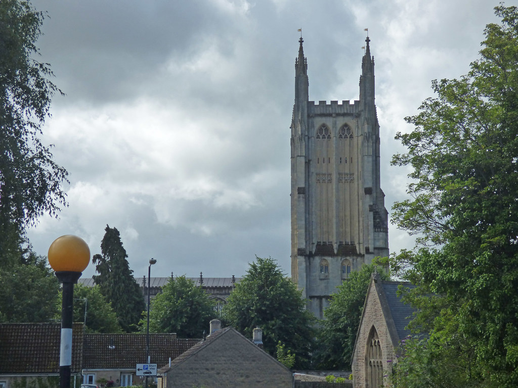 St Cuthbert Parish Church, Wells from Whiting Way near the Zebra