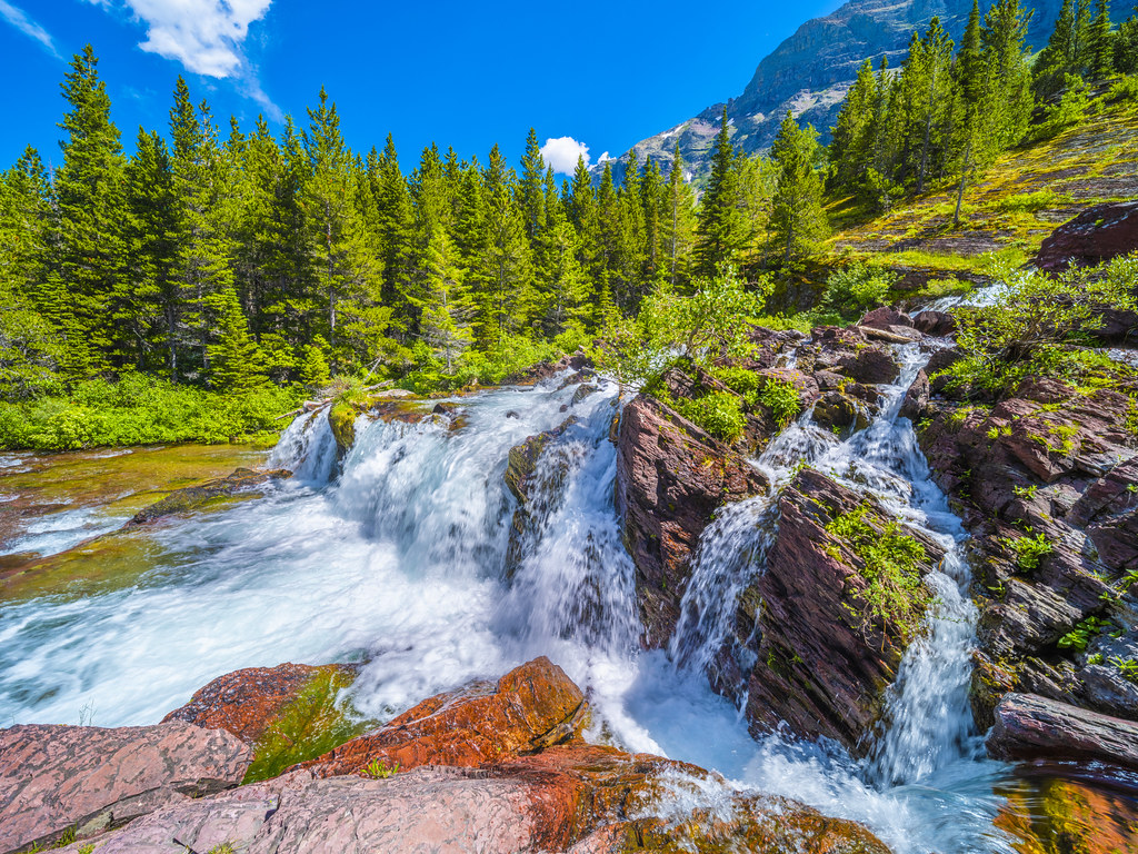 Redrock Falls East Glacier National Park Montana Wilderness Fine Art