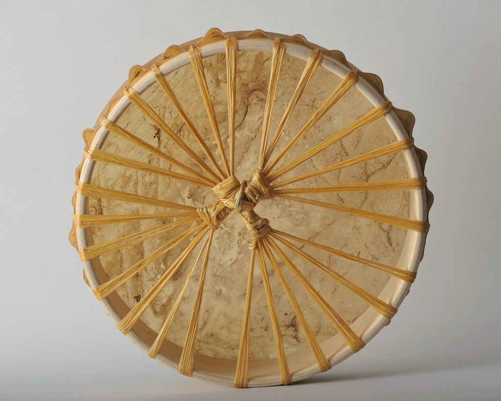 Drum Squamish Nation elk skin drum, photographed on white … Flickr