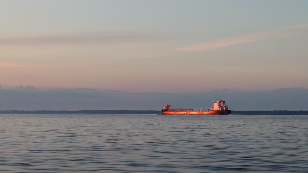 Passing lake boat Fishing off of Bois Blanc Island, didn't… Flickr