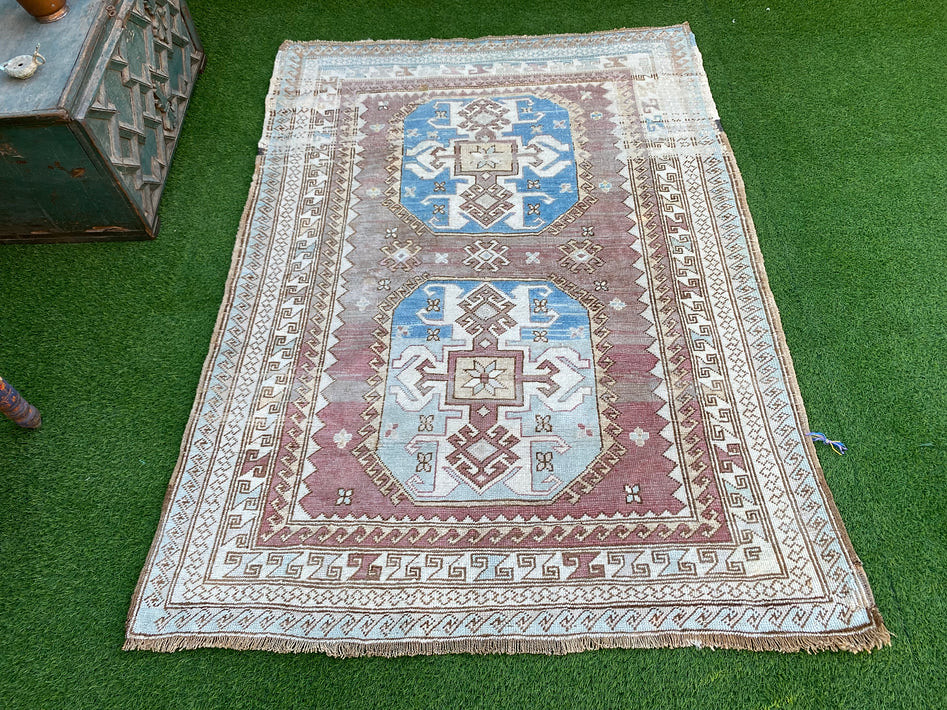 pastel oushak rug, hand knotted blue vintage turkish carpe… Flickr