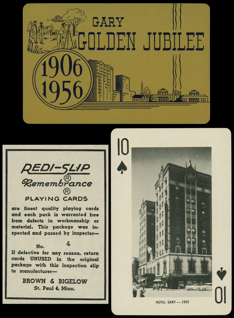 Hotel Gary in 1955, Golden Jubilee Playing Card, 1956 Gary Indiana