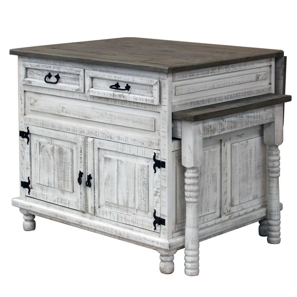 Kinzley Kitchen Island Pull Out Table in Taupe Top Brown B… Flickr