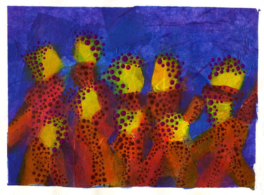 The Boys 2022 Collage Tissue paper and acrylic paint on p