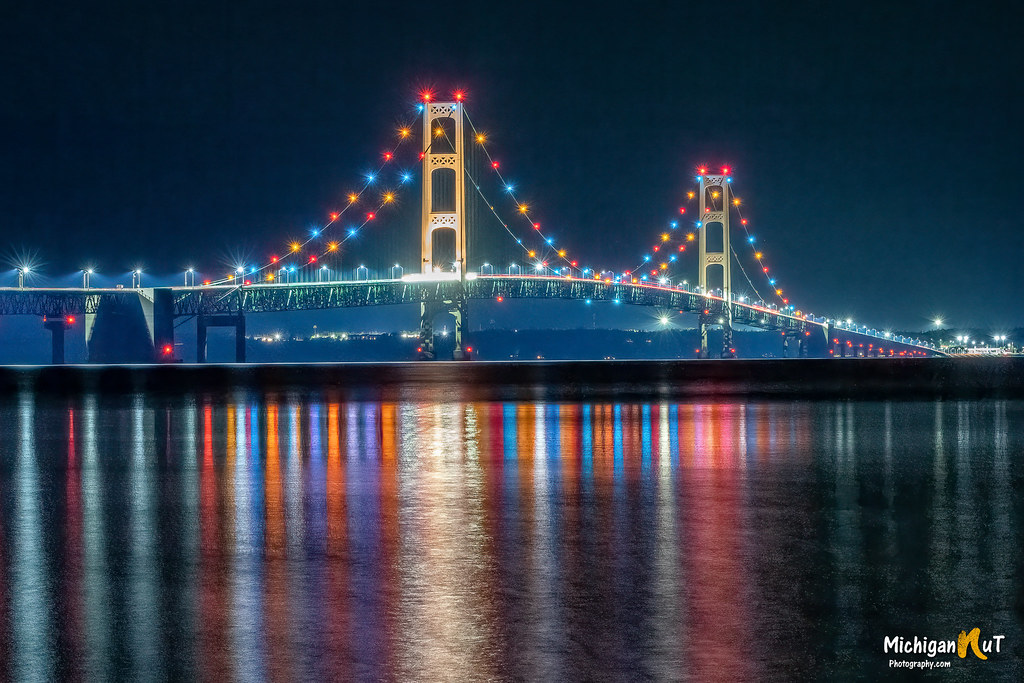 Mackinac Bridge at Midnight A calm night at Mackinac Bridg… Flickr
