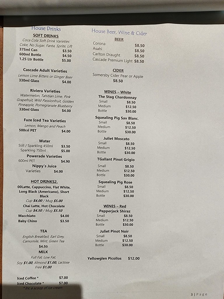 Drinks menu The Fish House, Moorabbin Alpha Flickr