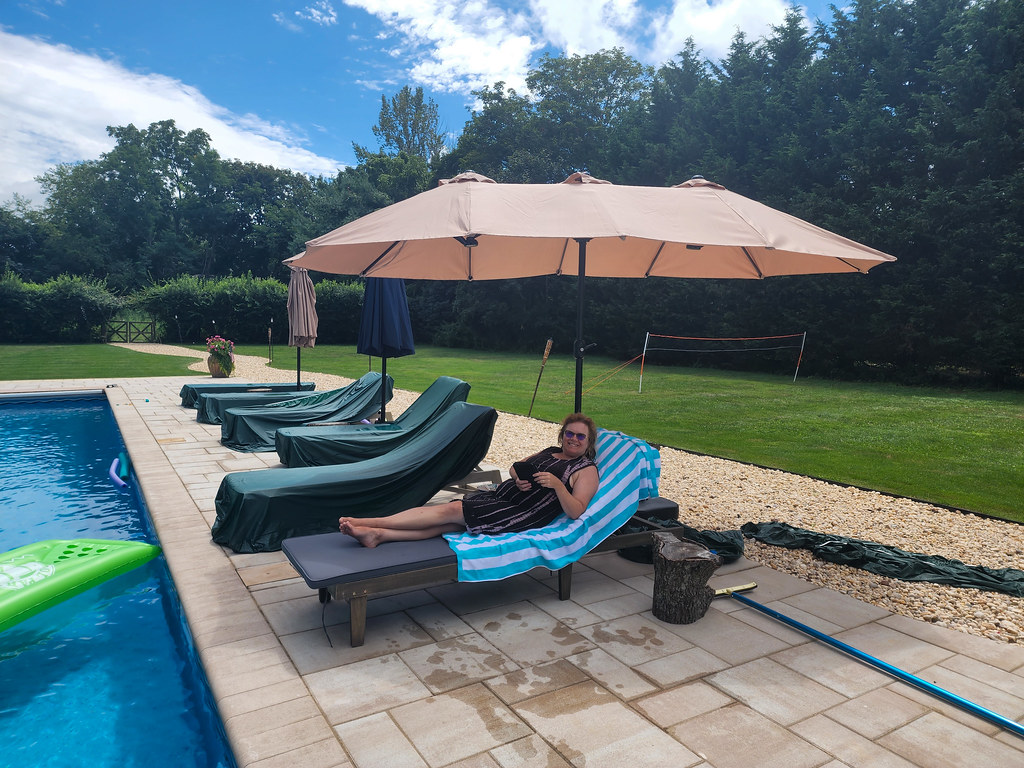 Sue By The Pool At our rental house in Southold. Joe Shlabotnik Flickr