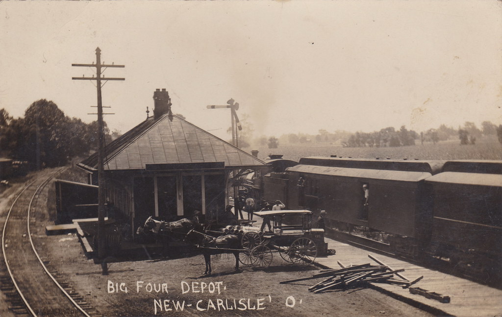 RR New Carlisle OH RPPC c.1908 BIG FOUR Railroad DEPOT Ste… Flickr