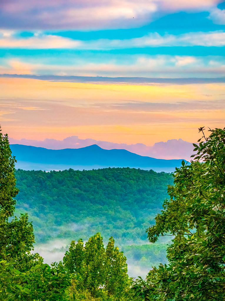Misty Morning Sunrise, Brevard, NC. August 20227 LisaDuBois Flickr