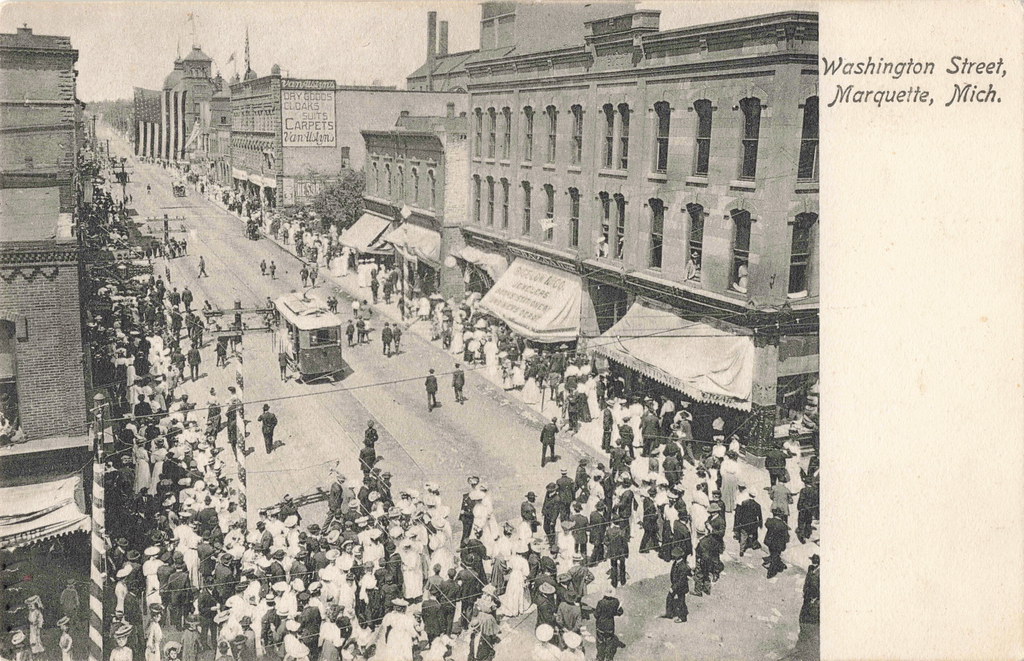 RR Marquette MI 1908 BUSY Downtown Stores & Businesses Mar… Flickr