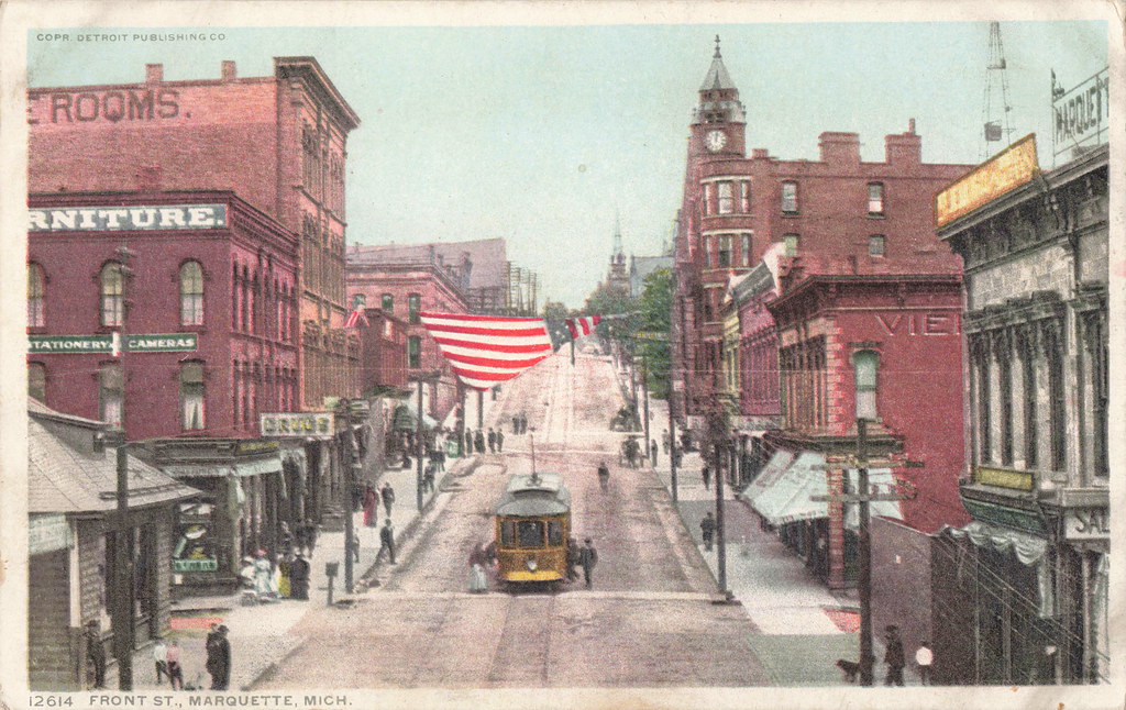 RR Marquette MI 1908 Downtown Stores & Businesses Marquette City