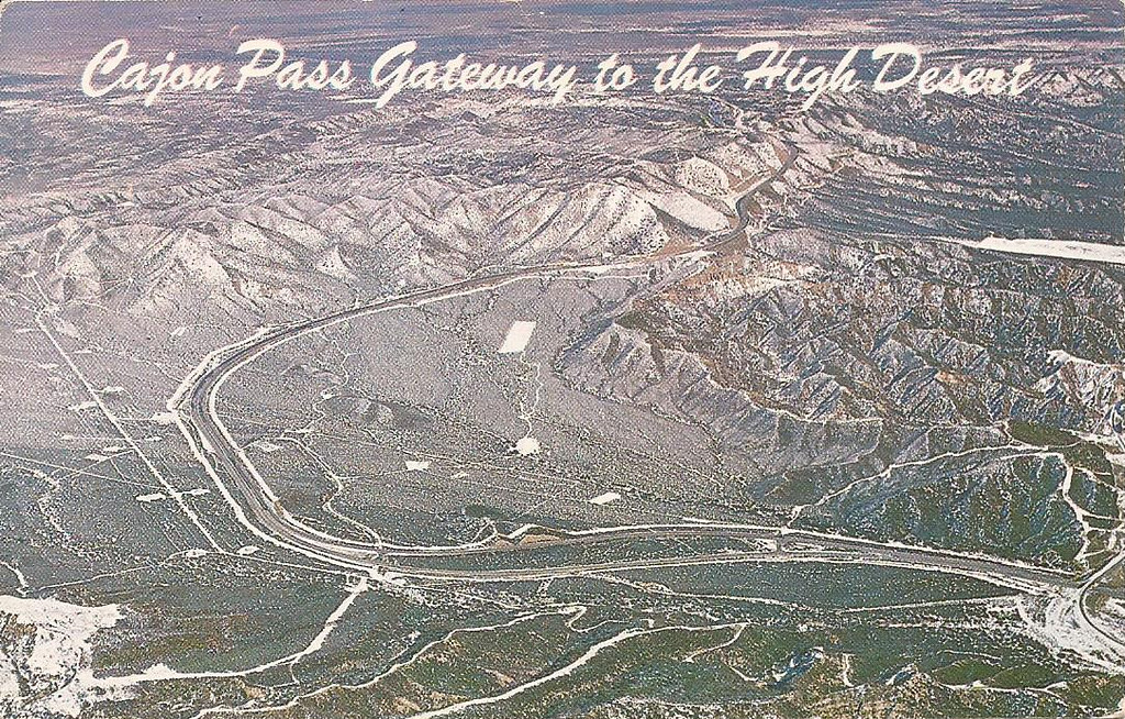 Cajon Pass, CA vintage postcard, aerial view 1950's Flickr