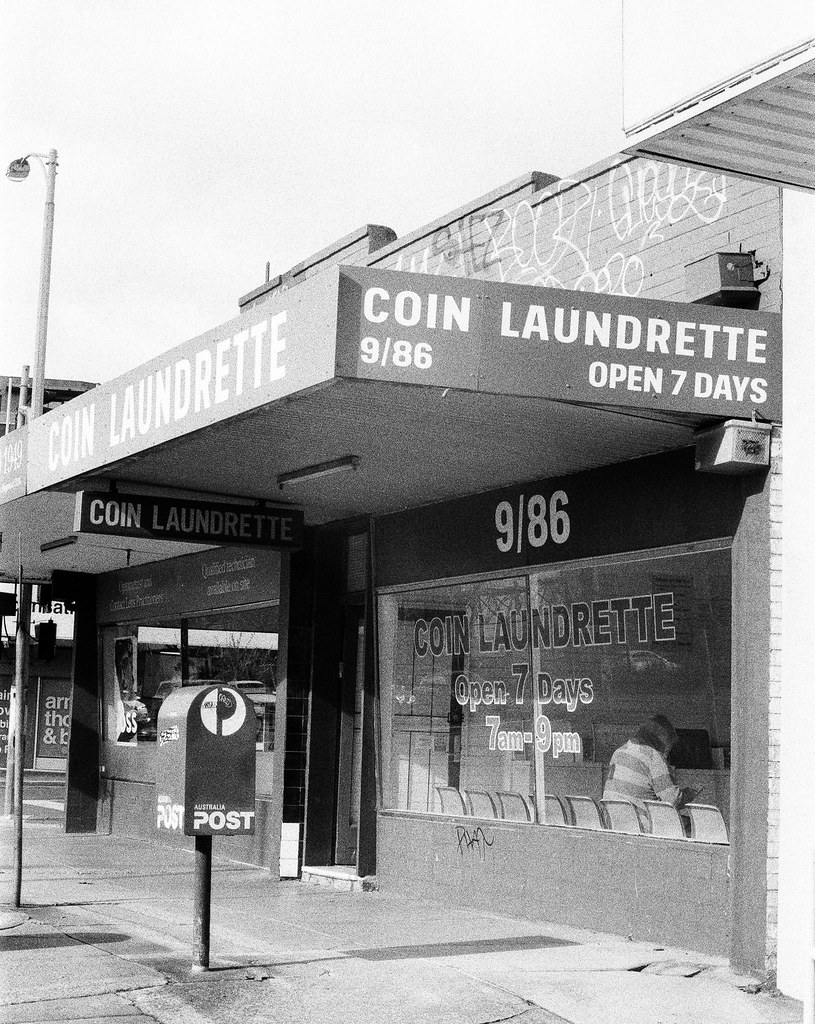 coin laundrette at the hardest to cross intersection in me