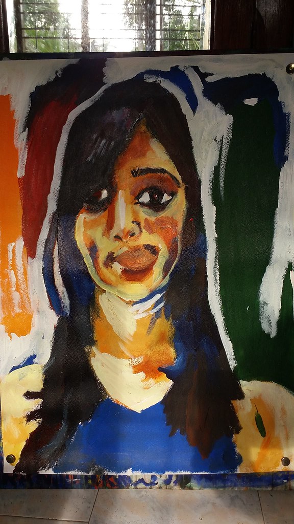 women. Acrylic Painting on handmade paper.. 2018. Ranjith KK Flickr