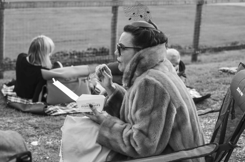 Fascinator, fur and fish...and chips Goodwood Revival Gareth Brown