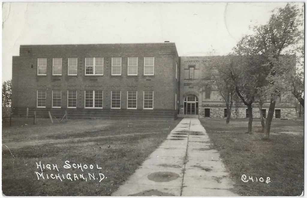 High School. Michigan, North Dakota. RPPC. High School. Mi… Flickr