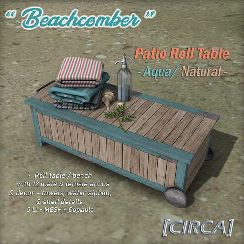 Patio Roll Table Aqua Cherelle Capra [CIRCA] Living