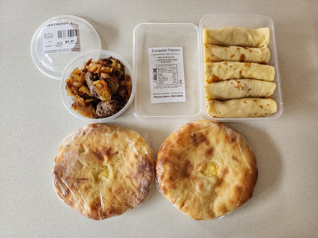 Fried chicken livers, cheese blintzes, Kurdish Jewish kadeh cheese