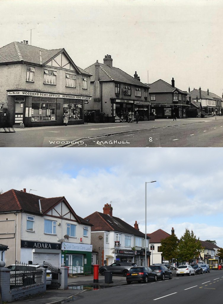Liverpool Road South, Maghull, 1940s and 2022 Keith Jones Flickr