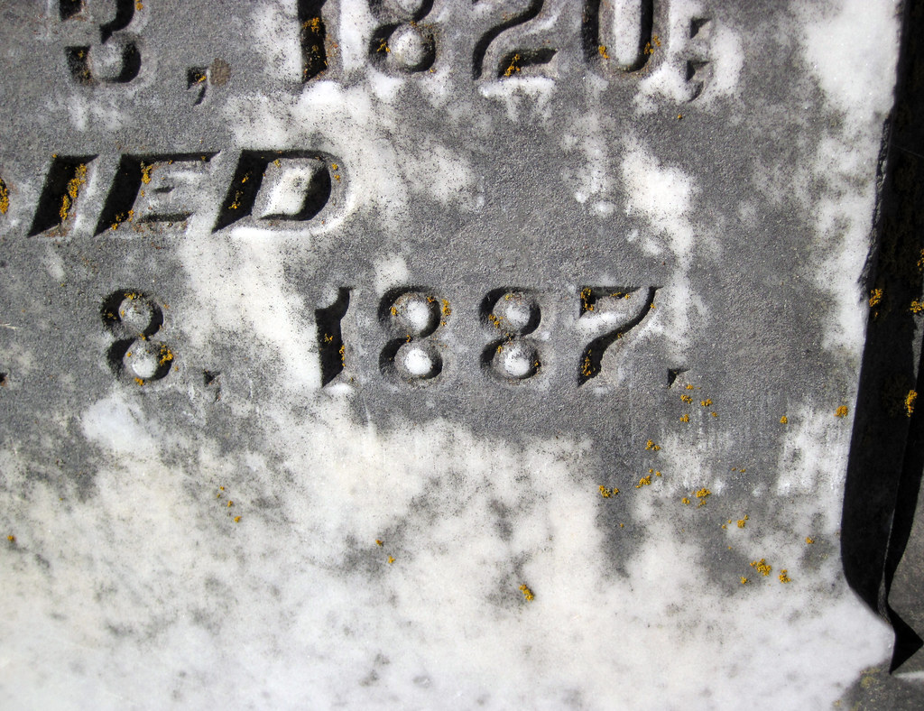 Weathered marble gravestone (St. John's Lutheran Church Cemetery