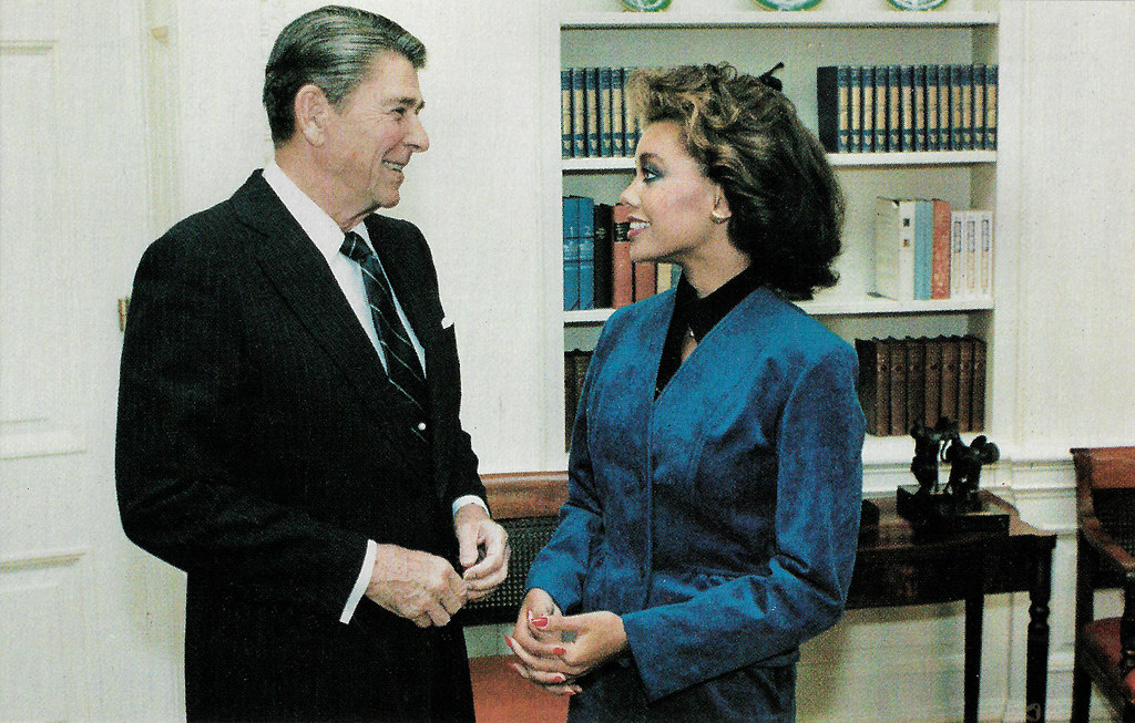 Ronald Reagan and Vanessa Williams at the White House a photo on