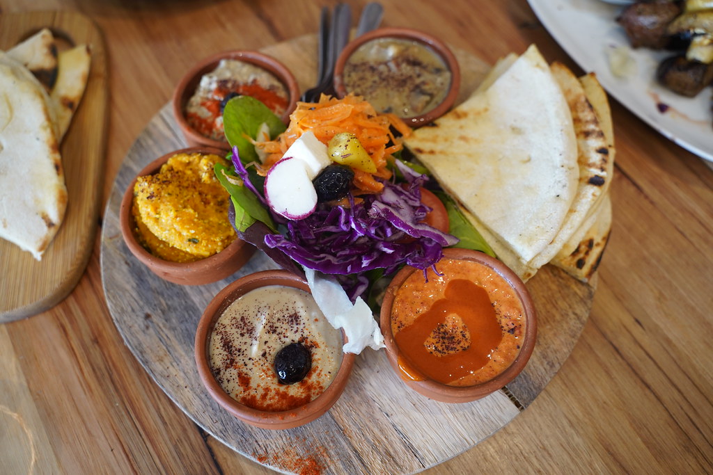 Mixed Dips Platter AUD20 Nicosia Turkish, Malvern hummus chickpea, baba ganoush eggplant